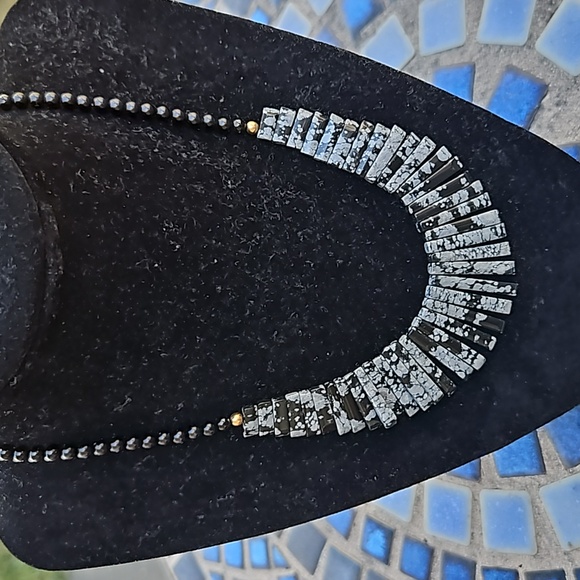 Vintage Black Obsidian Fringe Beaded Necklace - Picture 3 of 4